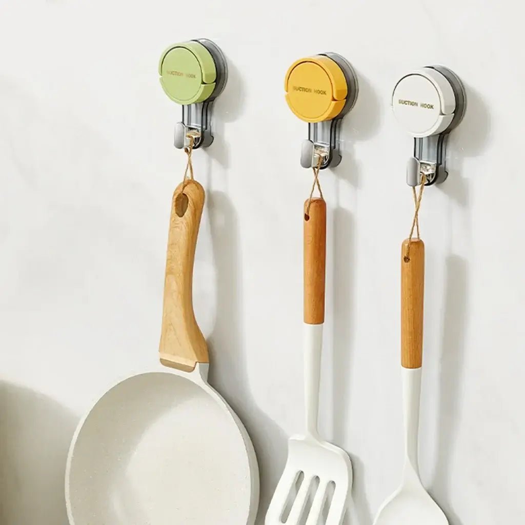 Two heavy-duty reusable waterproof suction wall hooks by ja1a2e-ff, designed for easy, no-drill installation.